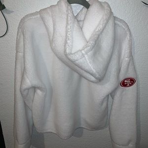 DKNY 49ers White Fuzzy Hoodie